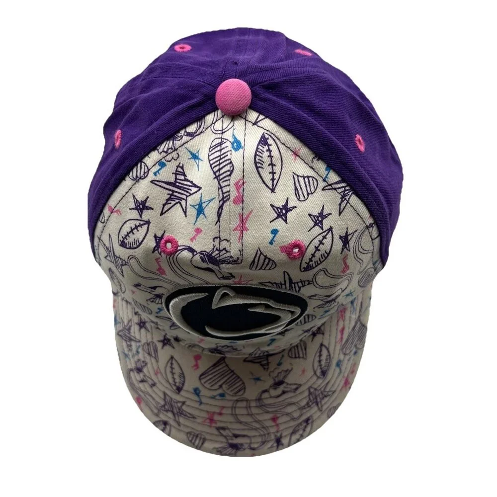 Penn State Nittany Lions Girls Youth Strapback Hat Cap Purple Graffiti Football